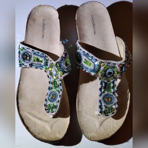 Croft & Barrow Blue and Green Beaded Sandals
